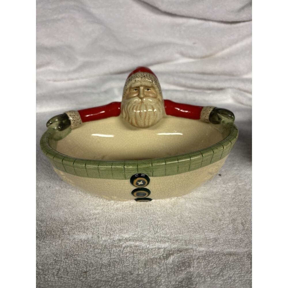 Vintage Christmas Santa HandPainted Russ Candy Bowl, potpourri, soap, chips - Picture 1 of 4